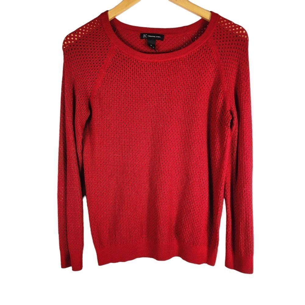 INC International Concepts Women's Long Sleeve Red Knit Sweater  size medium